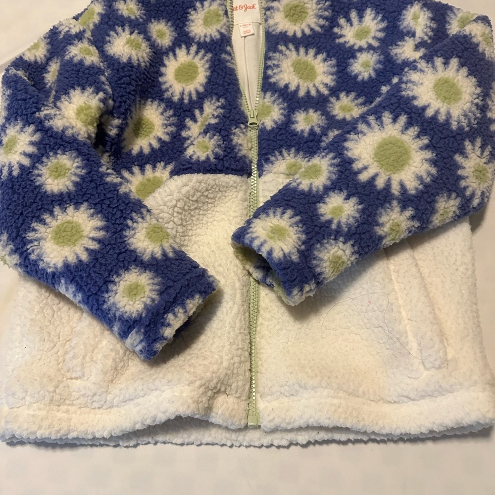 Cat and jack Blue and White Floral Fleece Jacket
